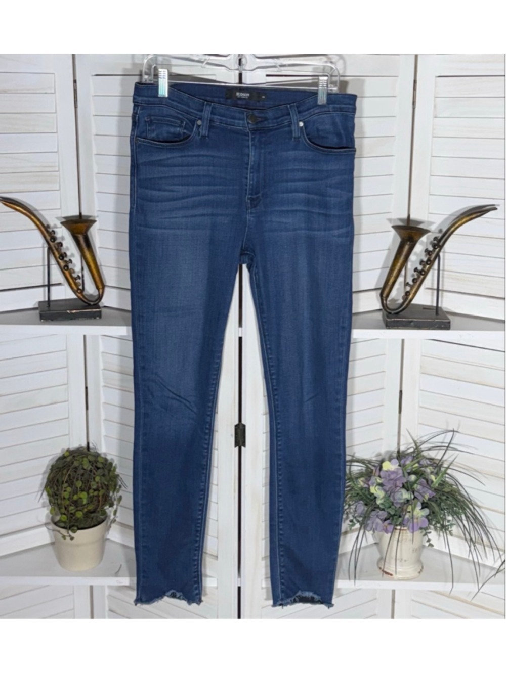 Hudson Nico jeans skinny stretchy medium rise blue distressed ankle grunge Y2K
